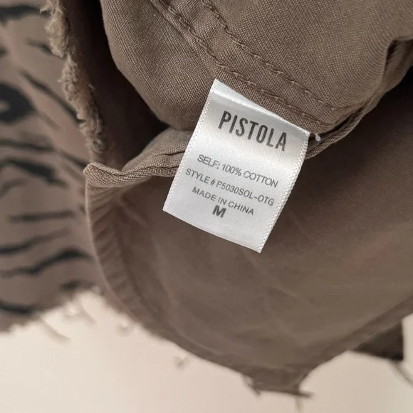 Pistola Tiger Utility Shirt Jacket Medium Animal Print Frayed Hem Anthropologie - Picture 5 of 10